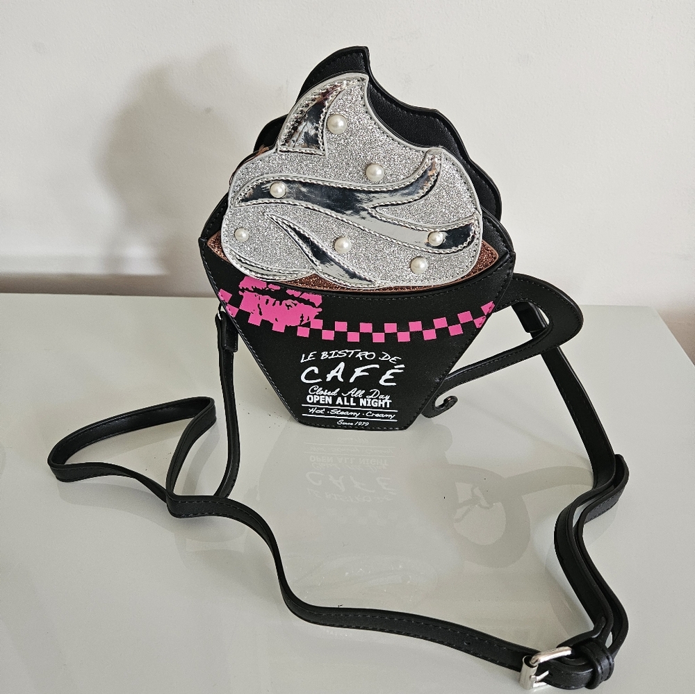 Whip Cream Cafe Cup Shaped Novel Crossbody Bag NWOT